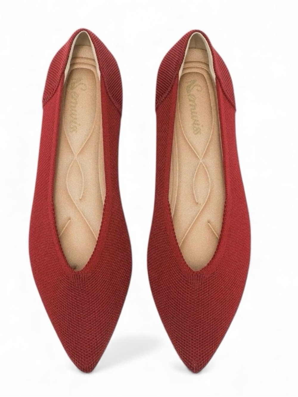 Elegant Slip-On Red Shoes, Pointed-Toe Flats with Memory Foam size 9